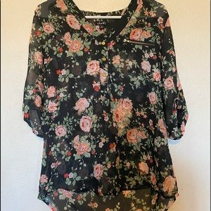 Black floral blouse